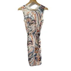 ANAYI(アナイ) ワンピース サイズ38 M レディース美品  - ベージュ×ボルドー×マルチ ノースリーブ/マキシ丈/花柄