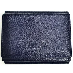 【開運財布】高見えミニ財布 ネイビー色 本革 三つ折り 一粒万倍日 虎の日 お札を折らない BOX型小銭入れ レディース 牛革 コンパクト 小さい財布 金運 縁起 ギフト シボ革 カード入れ 服飾 [AC0102]