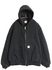 【お得なクーポン配布中!】 US企画 USA製 カーハート アクティブ ジャケット メンズ XL / ワーク ダック フード パーカー 中綿 キルティング ライナー 黒 大きいサイズ