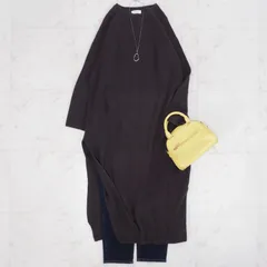 冬物タイムセール中！【ビューティアンドユース】ウール サイドスリットマキシニットワンピース Mサイズ ブラウン