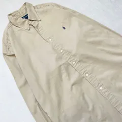 Ralph Lauren ラルフローレン コットンシャツ ボタンダウンシャツ 無地 ワンポイントロゴ 刺繍 ベージュ Lサイズ No.F749