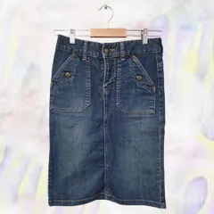 ecru NOLLEY'S　エクリュノーリーズ　スカート　ブルー　レディース　デニム　タイト　ひざ丈　スリット　ポケット　サイズ36