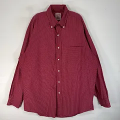 古着 80's/80年代 ヴィンテージ ブルックスブラザーズ Brooks Brothers 長袖シャツ 胸ポケ ボタンダウン M  レッド系 チェック メンズ