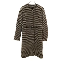 IENA イエナ 日本製 ツイード ノーカラーコート ブラック レディース 古着