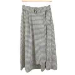 ジョルジュレッシュ ロングスカート ボトムス チェック柄 フレア ベルトつき レディース 38サイズ ホワイト GEORGES RECH 【中古】