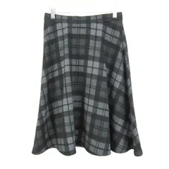 クミキョク スカート ボトムス フレア チェック柄 日本製 未使用品 レディース 3サイズ 黒×グレー 組曲