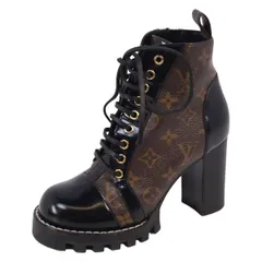 美品 ルイヴィトン LOUIS VUITTON ブーツ アンクルブーツ レースア