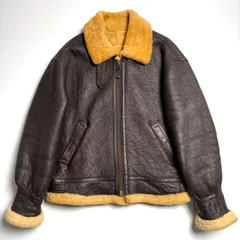 【羊毛皮】MILITARY CLOTHING ムートンジャケット 茶 L フライトジャケット B-3