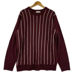 THE SHOP TK ザ ショップ ティーケー ストライプ クルーネックニット sizeXL/ボルドー系