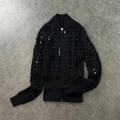 新品 未使用 ARMANI EXCHANGE アルマーニエクスチェンジ 長袖 ニット セーター ジップアップ フルジップ カーディガン ジャケット スパンコール ブラック 黒 レディース
