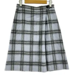 UNTITLED アンタイトル ウール混 チェックスカート size2/ライトブルー×グレー×ホワイト