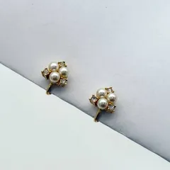 美品 Dior パール ラインストーン イヤリング ラウンド ゴールド クリスチャン ディオール Christian Dior ヴィンテージ