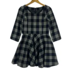 EDIT COLOGNE エディットコロン チェック柄 七分袖 ミニワンピース size2/グレー×ブラック