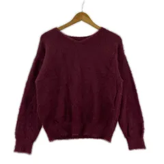 THE SHOP TK ザ ショップ ティーケー Ⅴネック シャギーニット sizeM/ボルドー