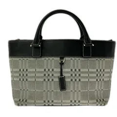 BURBERRY バーバリー チェックハンドバッグ/ブラック×グレー