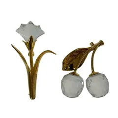 SWAROVSKI スワロフスキー 2点まとめ売りブローチ/クリア×ゴールド