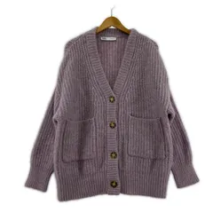 ZARA ザラ オーバー Ⅴネックカーディガン sizeEUR S/パープル系
