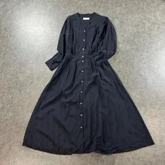 Green Label Relaxing GLR グリーンレーベルリラクシング ユナイテッドアローズ CFC シャドーストライプ ギャザー ワンピース 長袖 無地 ブラック 黒 レディース 3626-105-2249