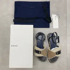 【新品同様】sacai　サカイ　ムートンサンダル　ストラップ　ベルト　レザー　ベージュ　ブラウン　レディース　38　a00774のサムネイル