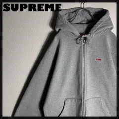 【美品】SUPREME フルジップパーカー スモールボックスロゴ 刺繍 グレー