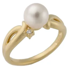 タサキ TASAKI パール/6.6mm ダイヤモンド/0.03ct K18YG リング 11号