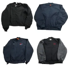 古着卸 まとめ売り ブルゾン型 ワーク ジャケット 4枚セット (メンズ XL /2XL ) バイカラー ワンポイント バイカラー MA-1 中古古着 ND1641