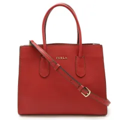 FURLA フルラ TESSA テッサ ハンドバッグ 2WAY ショルダーバッグ 斜め掛け レザー レッド 赤 ゴールド金具