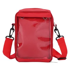 [ハルジオ] 痛バッグ 痛バ ショルダー 小さめ ミニ 痛バック 黒 ブラック 白 ホワイト かわいい (レッド) [レッド]