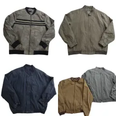 古着卸 まとめ売り ブルゾン ジャケット 5枚セット (メンズ 2XL /54 /56 ) ライン カモ柄 比翼 スタジャン型 中古 古着 ND2124