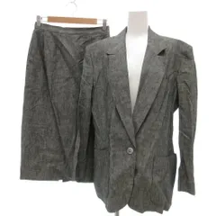 カルバンクライン CALVIN KLEIN スカートスーツ セットアップ ジャケット 麻 リネン 13 グレー /UO ■GY53