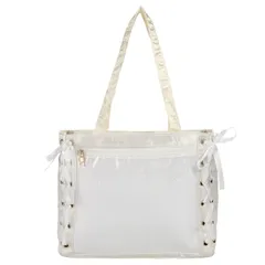 [ハルジオ] 痛バッグ a4 痛バ 痛バック 推し活バッグ 痛バック いたバック トートバッグ トート ホワイト シルバー ブルー ピンク 白 銀色 青 水色 可愛い おしゃれ リボン 大容量 人気 いたばっぐ いたばっく いたば 軽い 軽量 ( [ホワイト]