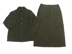 Ralph Lauren ラルフローレン ウール100% セットアップ ジャケット スカート スーツ size上9下11/緑 ◇■ レディース