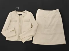 iCB アイシービー ノーカラージャケット スカート セットアップ size上9 下11/アイボリー ◇■ レディース