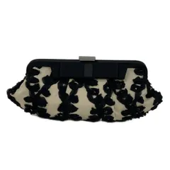 FOXEY(フォクシー) クラッチバッグ - ベージュ×黒 がま口/ミニバッグ