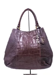 FURLA フルラ クロコ 型押し レザー トート バッグ 茶 ■■ レディース