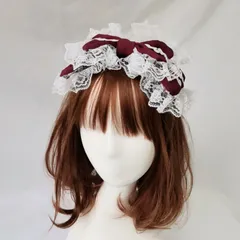 [HARGIO] カチューシャ レディース ヘアバンド ヘアアクセサリー ヘッドドレス リボン レース ブラック ホワイト レッド ブルー 黒 白 赤 水色 地雷系 量産型 姫 韓国 ロリータ ゴスロリ ガーリー ヘアアクセ かわいい おしゃれ 人 [レッド]