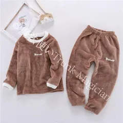 【新品未使用】パジャマ ルームウェア キッズ 子ども 上下セット 部屋着 寝巻き 子供 厚手 防寒 ふわふわ もこもこ セットアップ あったか 男の子 女の子 CZH1224P881