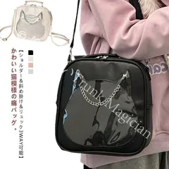 【新品未使用】痛バ 痛バッグ リュック ショルダーバック 3WAY 小さめ 猫型 ネコ かわいい クリアバッグ フェイクレザー 透明窓 ショルダー 斜め掛け 肩掛け 見せバッグ コンパクト 缶バッジ 推し活 ライブ CZH1224P158
