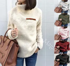 【新品未使用】パーカー フリース フードなし ハイネック スウェット ルームウェア ふわふわ もこもこ 柔軟 保温性いい レディース トップス 秋 冬 部屋着 CZH1224P1289