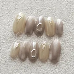No.2111 現品販売！ネイルチップ　グレージュ/ニュアンス/ミラー