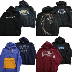 古着卸 まとめ売り カラー パーカー スウェット 8枚セット (メンズ XL ) アノラックパーカー カレッジ風 バイカラー 中古 古着 ND2029