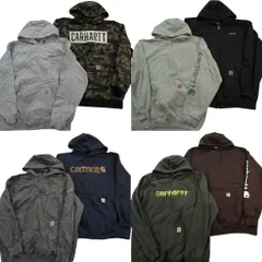 古着卸 まとめ売り カーハート carhartt スウェット 8枚セット (メンズ XL ) 迷彩柄 フーディー ハーフジップ ワンポイント 中古 ND2052