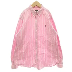 ラルフローレン RALPH LAUREN オックスフォード ボタンダウンシャツ 長袖 BD カジュアル ストライプ ポニー刺繍 160A ピンク 白 ホワイト /GV ■GY53