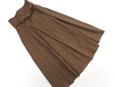 INED イネド グレンチェック フレア ロング スカート size7/茶 ◇■ レディース