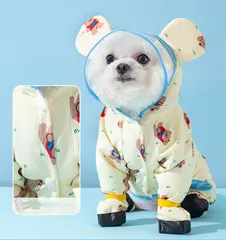 犬用レインコート犬服　雨の日散歩対策 ペット服 小型～中型犬用 雨具 カッパ 帽子付 雨の日 防水 犬服 犬 服 犬の服 ドッグウェア お散歩 お出かけ