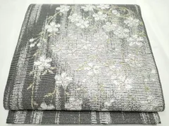 平和屋着物▽スリーシーズン　春夏秋　太鼓柄袋帯　枝垂れ桜文　金銀糸　正絹　逸品　CABB5714hy