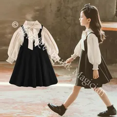 【新品未使用】2点セット 子供服 セットアップ 女の子 キッズ 春秋 長袖 シャツ ワンピース 韓国子供服 フォーマル おしゃれ 可愛い ジュニア服 入園 入学 CZH1224P949