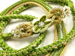 平和屋着物●和装小物　振袖用帯締め　装飾　つまみ細工　パール　ビーズ　金糸　逸品　AABE9061ay