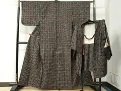 平和屋着物●本場大島紬　龍郷絣　秋名バラ　アンサンブル　正絹　逸品　CABB4384yc