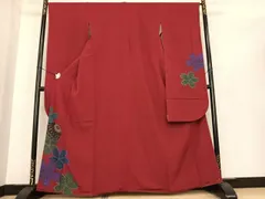 平和屋着物●豪華振袖　舞花文　毬　真紅色地　西武百貨店扱い　正絹　逸品　AABF0201fy 平和屋着物○豪華振袖 舞花文 毬 真紅色地 西武百貨店扱い 正絹 逸品
